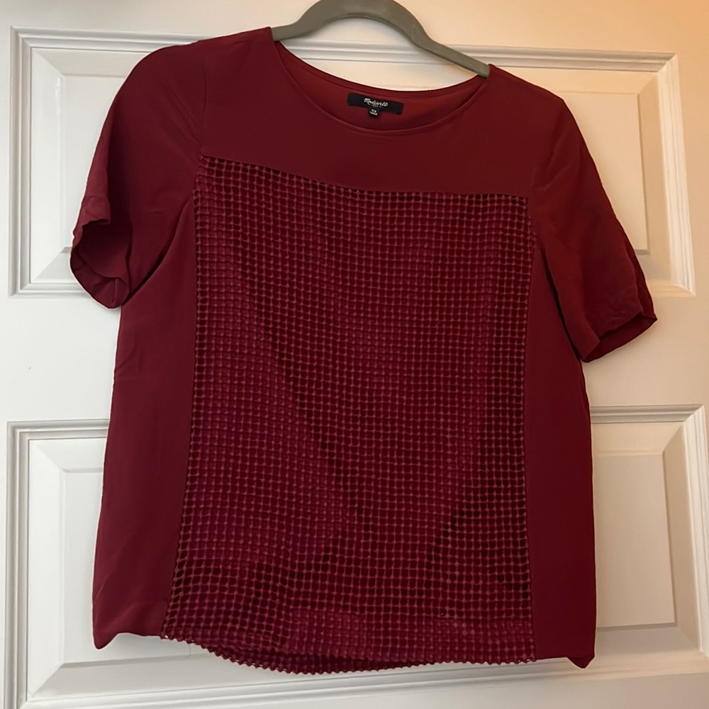 Madewell maroon textured blouse